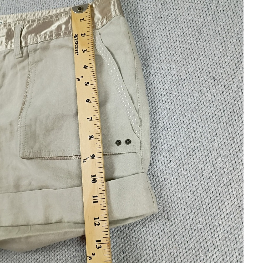 Converse One Star Shorts Women 12 Khaki Tan Good Satin Trim Linen Blend Casual - Picture 8 of 12